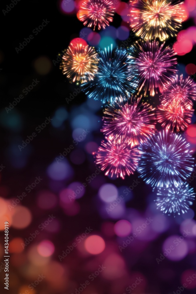 Aufkleber vibrant fireworks display against a dark background creating a festive atmosphere with colorful boke
