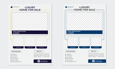 Real State Business Flyer Design, Home Selling Flyer Design, Advertising Marketing Leaflet Presentation Layout Vector Print	