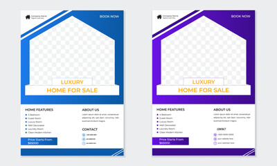 Real State Business Flyer Design, Home Selling Flyer Design, Advertising Marketing Leaflet Presentation Layout Vector Print	