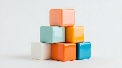 Obraz premium Colorful 3D Cubes Forming a Cross Shape on White Background