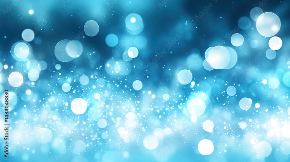 Poster abstract soft blue background with bokeh light effect and sparkling dust particles