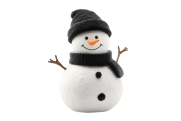 cheerful snowman with winter accessories isolated on transparent background png
