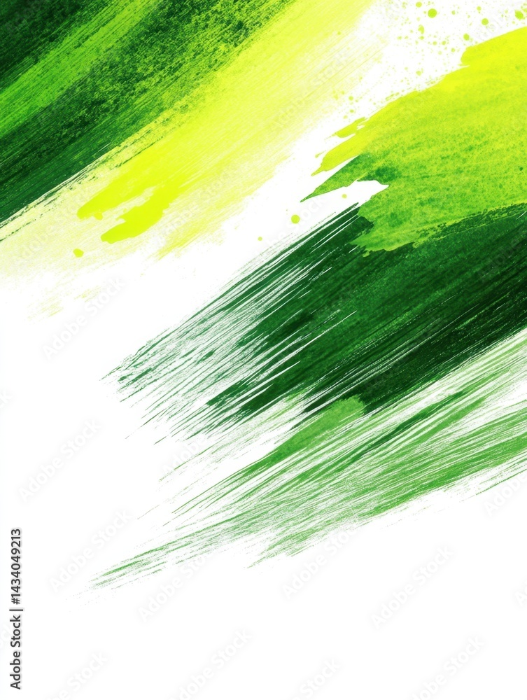 Aufkleber abstract green brush strokes on white background creating a vibrant and dynamic composition with a f