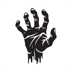 Zombie hand silhouette rising from the ground vector illustration