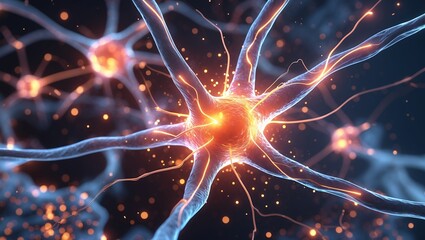 Neural spark abstract close up of firing neuron