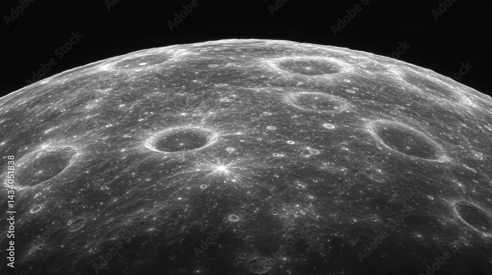 Wall mural close-up view of the textured surface of a celestial body.