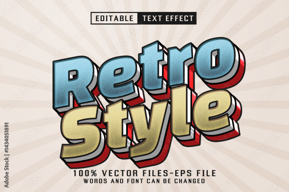 Poster retro style 3d text - editable text effect