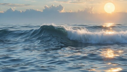 Fototapeta premium Oceanic serenity abstract waves embracing tranquil sunlight