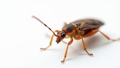 Fototapeta premium Close-up of a single insect on pure white background, isolated, simple, white