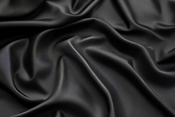 Obraz premium Close-up view of deep black draped fabric.