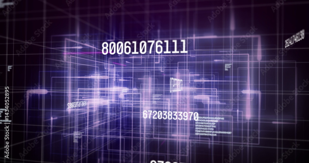 Poster image of data processing over light trails on black background
