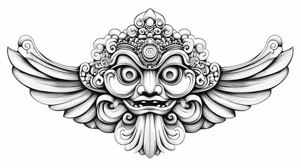 Fototapeta premium Intricate, stylized mask design with decorative wings.