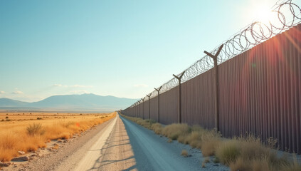 a wall with barbed wire on the border
