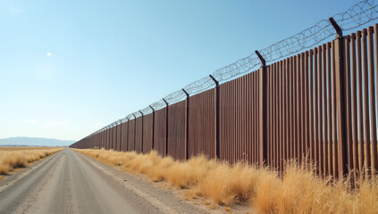 a wall with barbed wire on the border