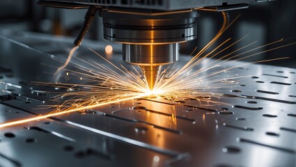 Precision laser cutting through metal sheet display