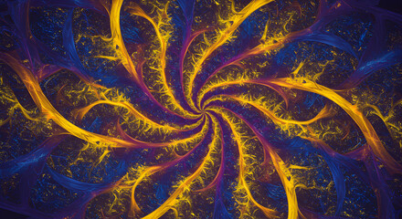 Obraz premium Swirling Abstract Energy Flows in Tones of Gold and Deep Purple