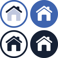 Home Icon Set Circular Buttons for Web and App Interface