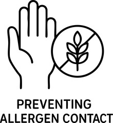 Fototapeta premium food safety hygiene training concept. Preventing allergen contact illustration with a hand symbol.