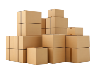 Stacked Cardboard Boxes Ready for Shipping PNG and transparent background