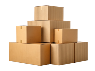 Stacked Cardboard Boxes Ready for Shipping or Moving PNG and transparent background