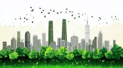 Modern City with Lush Green Spaces