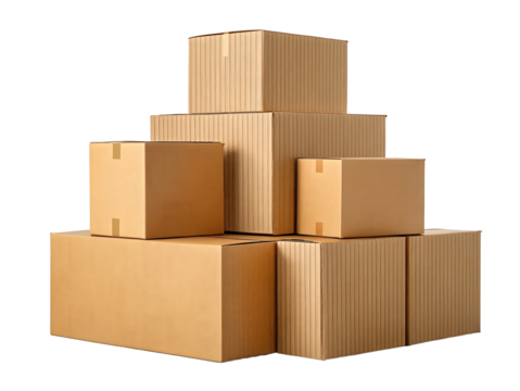 Stacked Cardboard Boxes Ready for Shipping or Moving PNG and transparent background