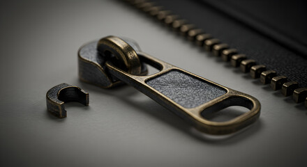 Isolated Zipper Slider In Disassembled State Revealing Its Internal Components