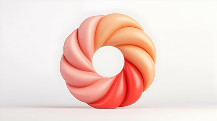 Abstract Swirling Wheel in Red Pink and Gold on White Background