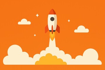 Obraz premium Rocketing Growth Illustration: Vibrant Design for Posters and Marketing Campaigns