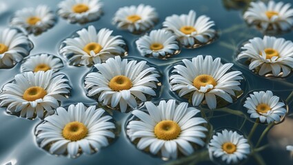 Obraz premium Serene daisies adrift in calm waters