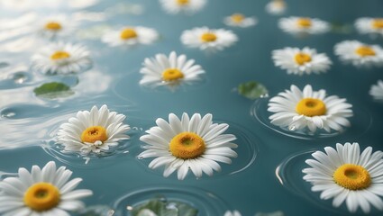 Obraz premium Serene daisies floating in calm waters