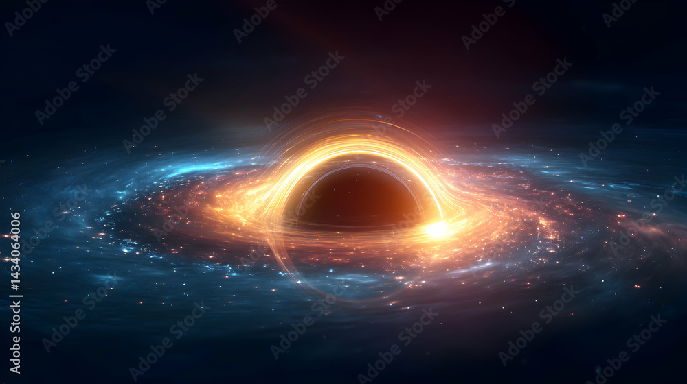 Aufkleber stellar void event horizon with distorted spacetime, a cosmic vortex in the depths of space