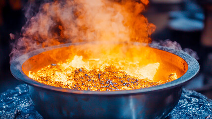 aluminum smelting molten metal foundry industrial scene