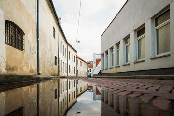 Empty Street in Old Town of Vilnius City
