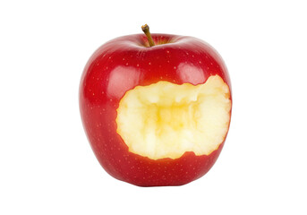 Red apple with a bite mark isolated on transparent background