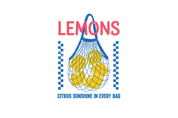 Lemons citrus sunshine in every bag, Retro Fruits Sublimation T Shirt Design 