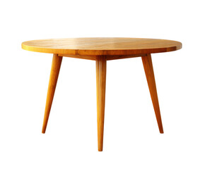 Fototapeta premium Minimalist round wooden table for home decor and dining settings on a transparent background, cut out