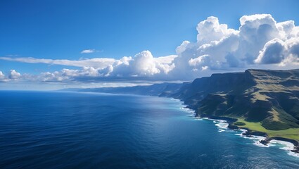 Fototapeta premium Spectacular coastal panorama of ocean and sky