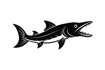 Silhouette art illustration of a barracuda fish.eps