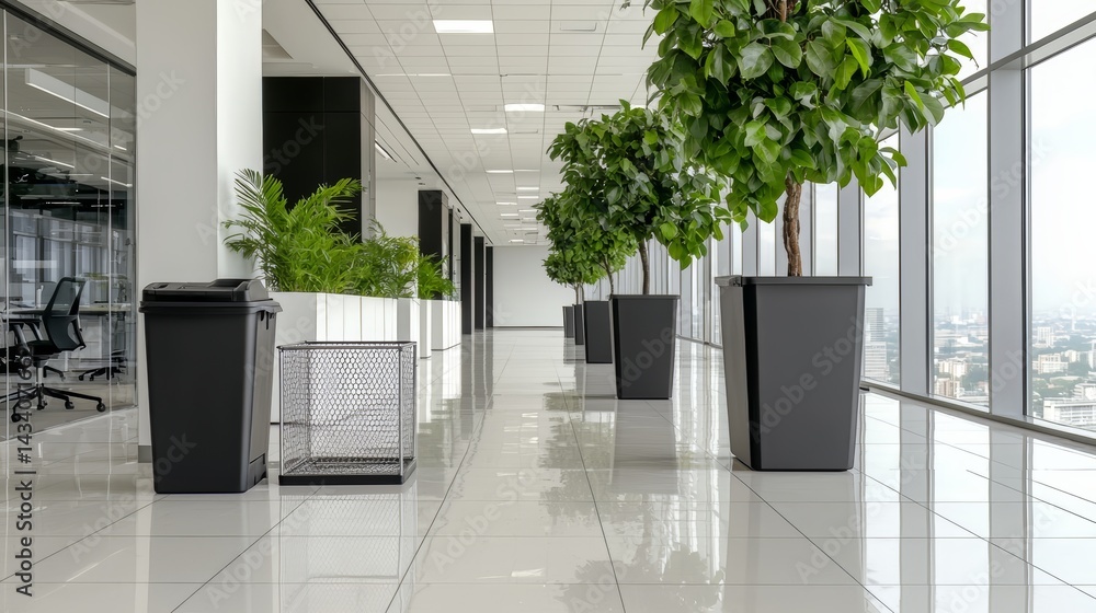 Aufkleber large open office space with a lot of greenery and plants. the plants are in various sizes and are p
