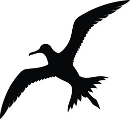 Black Silhouette of a flying albatross, Albatross silhouette bird vector