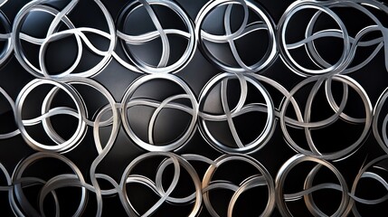 Abstract metallic silver rings pattern background.