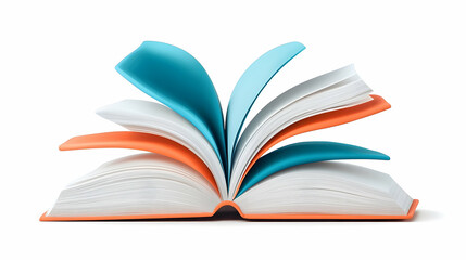 Fototapeta premium Open Book with Colorful Layered Pages on White Background