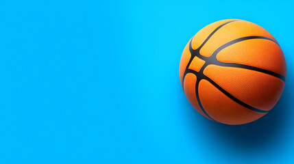 Fototapeta premium Orange Basketball on Blue Background