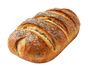 Freshly baked poppy seed bread bakery food bright kitchen isolated on transparent background