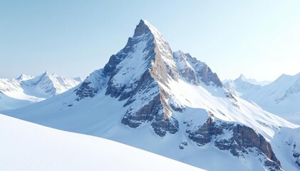 Obraz premium Snow covered mountain peak, stark white landscape, mountain, white, frozen