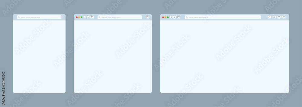 Wall mural transparent browser window on blue and violet background. window internet browser with toolbar and s