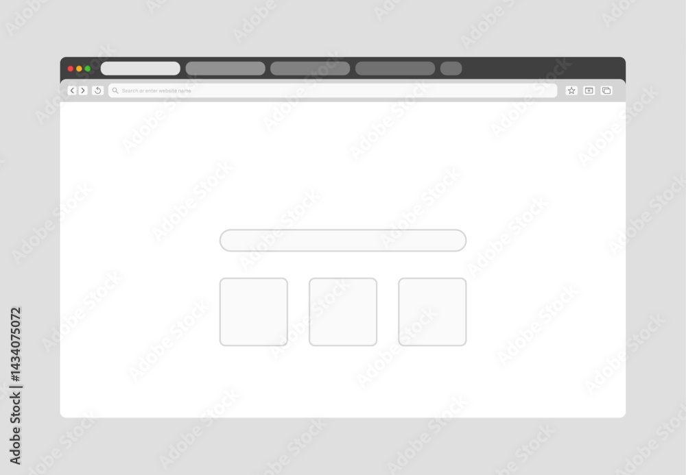 Wall mural transparent browser window on blue and violet background. window internet browser with toolbar and s
