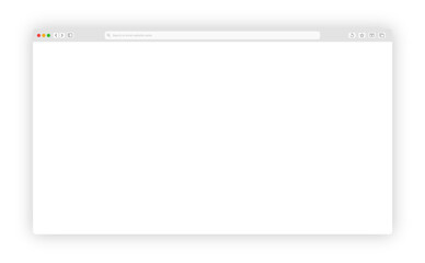 Transparent browser window on blue and violet background. Window internet browser with toolbar and search bar. Blank screen website mockup. Template design for ui, ux, app. Vector illustration © Visual Design Kit