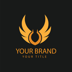 Golden Wings Logo - Powerful, Elegant, Modern Brand Identity

